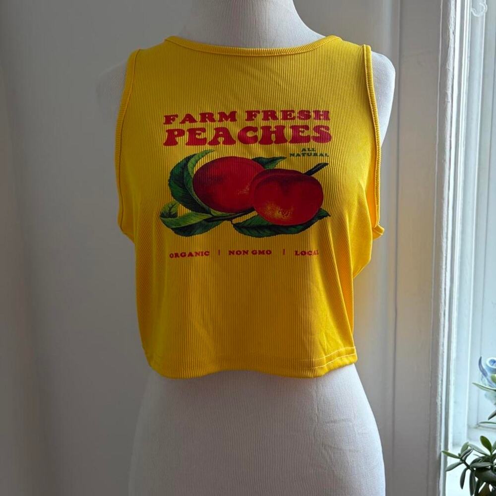 Fram Fresh Peaches Yellow Tank Cropped Top